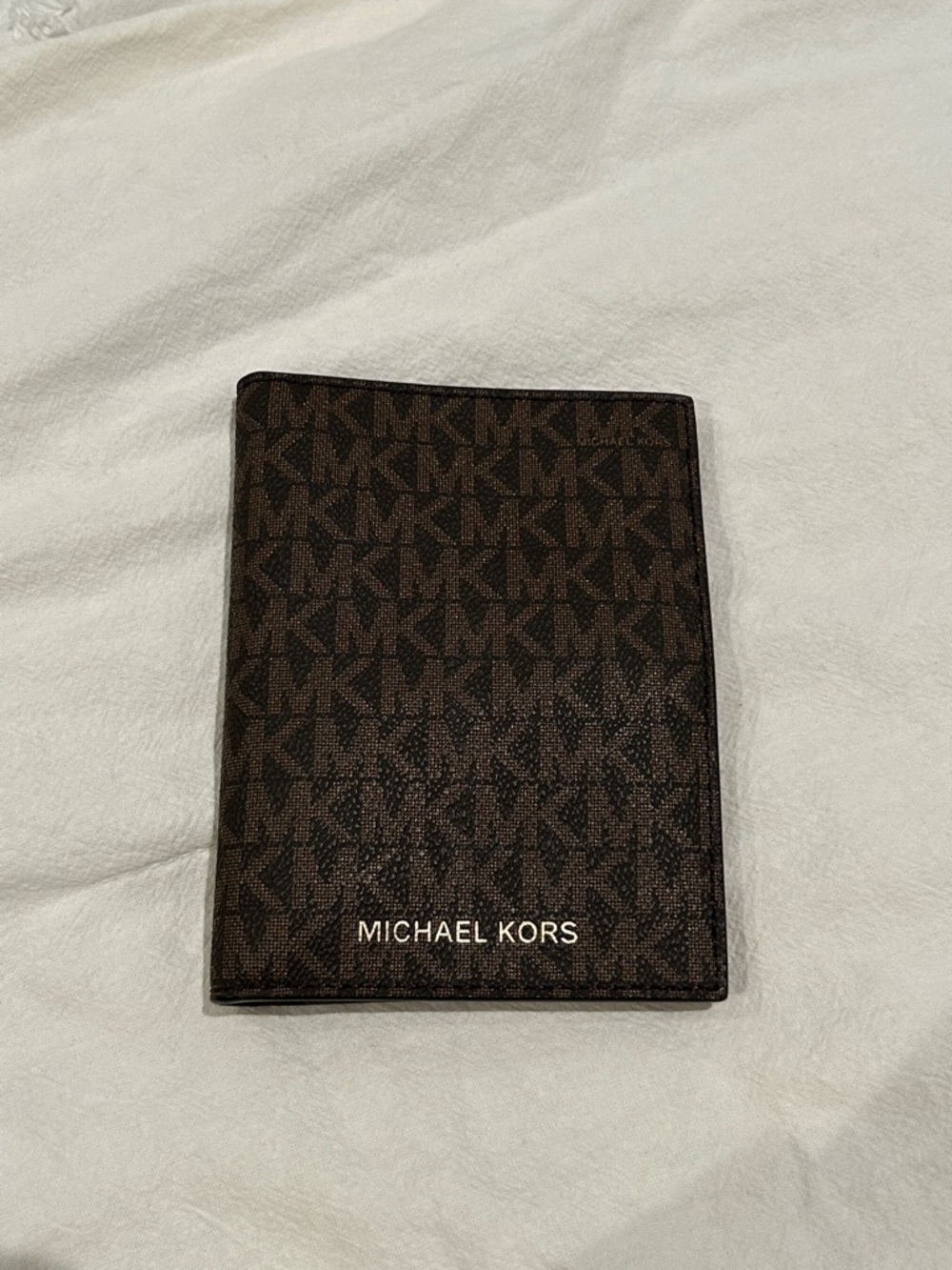 Michael Kors Brown MK Logo Passport Wallet